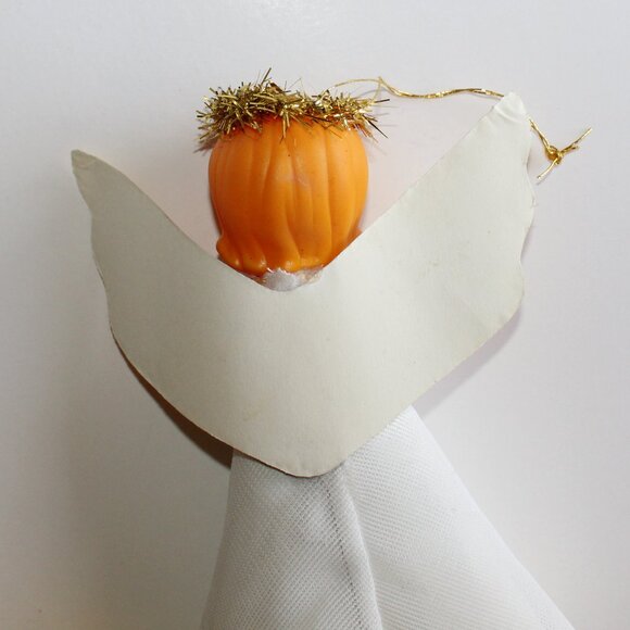 Vintage MCM Angel Cardboard Doll White Gold Tree Topper Christmas Ornament 6.5" - Picture 4 of 8